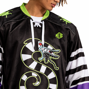 Maillot de football américain personnalisé avec motif serpent sublimé, coupe oversize, en maille, style streetwear, manches longues, marque privée, OEM, vente en gros - Product Image 2