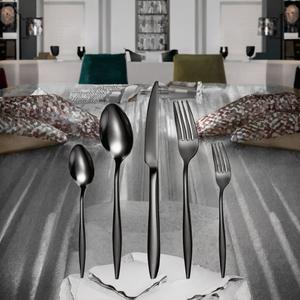 Ensemble de couverts de table modernes en acier inoxydable à finition lisse pour mariages, banquets et dîners familiaux décontractés - Product Image 4