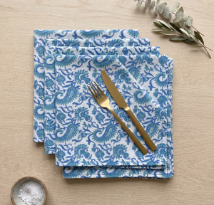 Servilletas Cuadradas de Algodón Hechas a Mano con Estampado Floral Naranja, Estilo Boho Indio Rústico para Bodas y Decoración de Mesa - Product Image 3