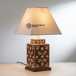 Handcrafted Bone Inlay <b>Table</b> Lantern with Floral Pattern Luxury Mosaic <b>Bedside</b> Light Traditional Indian Art Decorative Desk - Product Image 1