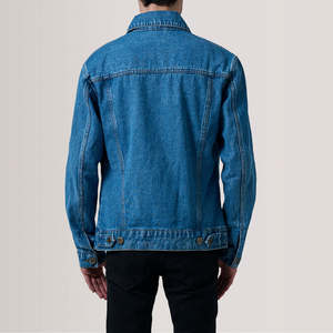 Blouson matelassé vintage en cuir bleu pour homme, avec fermeture éclair, couleur unie, écologique, style décontracté streetwear, vêtement d'extérieur - Product Image 3
