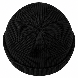 Unisex Black Jacquard Ribbed Beanie <b>Hat</b> 100% Acrylic Casual Winter Cap Solid Color Knitted <b>Warm</b> <b>Hat</b> for Adults 48-50cm - Product Image 5