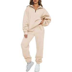 Survêtements d'hiver pour femmes, best-sellers, de haute qualité, respirants, écologiques, légers, avec fermeture éclair quart, style streetwear, couleur personnalisée, 100% coton - Product Image 2