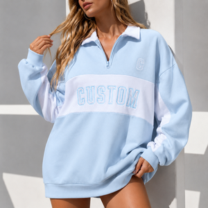 Women's Hoodie Fleece Lined Warm Half-<b>Zip</b> Sweatshirt Printed Technics Outdoor Fitness Loose Top Quick Dry 100% Cotton Asymmetric - Product Image 1