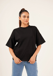 Camiseta de hombros caídos para mujer, estilo urbano, de algodón, lisa, larga, holgada y oversize - Product Image 4