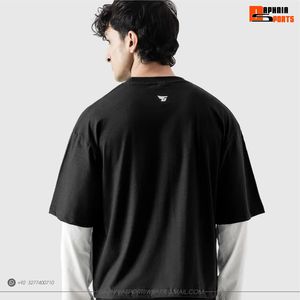 เสื้อยืดโอเวอร์ไซส์สีดำลายกราฟิกสำหรับผู้ชาย พิมพ์ลายตัวเลขสไตล์วินเทจ Y2K สตรีทแวร์ลำลอง แขนสั้น ทรงหลวมไหล่ตก - Product Image 2