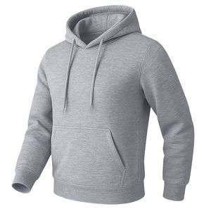 เสื้อฮู้ดผู้ชายสีเทา ผ้าฝ้ายฟลีซ 100% มีกระเป๋า ทรงปกติ แขนยาว สวมใส่สบายสำหรับฤดูหนาว ODM 290 กรัม - Product Image 4