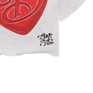 Oversized Crop T-<b>Shirt</b> <b>Men</b> Short Sleeve Red Heart Print Turtleneck Jersey Knitted 100% Cotton <b>Silk</b> Screen Printing Front Logo - Product Image 2