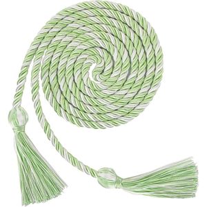 Cordon torsadé vert et blanc avec pompons pour usage textile domestique, cordon en polyester à 3 brins pour vêtements et sécurité - Product Image 1