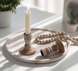Handmade Natural Acacia Wood Candle Stand Antique Design Decorative Candle Holder for Home Table Decor & Homeware - Product Image 4
