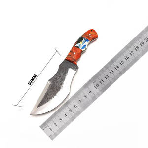 Cuchillo de Caza y Camping de Acero de Damasco Hecho a Mano, Empuñadura de Acero de Damasco, Patrón Artístico en la Hoja, Personalizado OEM para Venta al por Mayor - Product Image 1