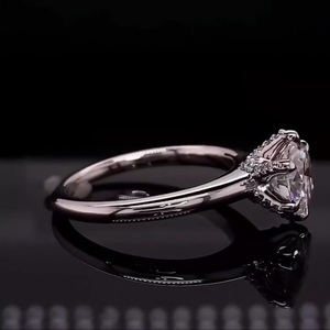 Classic Lab-Grown Round Brilliant Cut Diamond 18K White Gold Solitaire <b>Ring</b> with <b>Plain</b> Band IGI Certified Women's Jewelry - Product Image 2