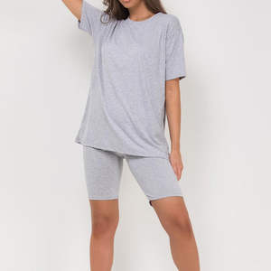 Conjunto de Dos Piezas de Ropa de Verano para Mujer de Alta Calidad con Logotipo Personalizado, Camiseta de Manga Corta con Pantalones Cortos, Conjuntos de Dos Piezas de Algodón - Product Image 3