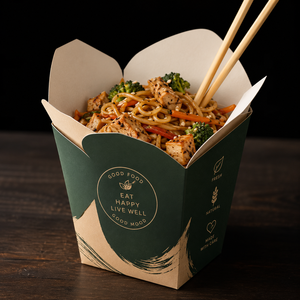 Premium Disposable Kraft Paper <b>Takeaway</b> Box With Gold Foil Design For Noodles Self Erecting Food <b>Container</b> - Product Image 5