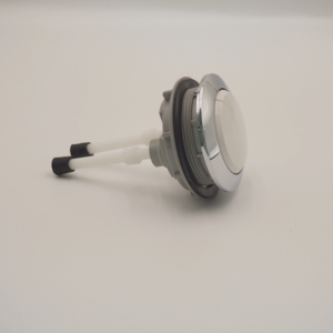 Bouton de chasse d'eau double rond pour toilettes deux pièces, chromé, en plastique ABS, écologique, design traditionnel, garantie 1 an - Product Image 1