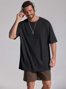 Camiseta Moderna para Hombre, Talla Grande, Corte Holgado, Hombros Caídos, Manga Corta, Estilo Casual Urbano, Transpirable, de Secado Rápido, Algodón Ecológico - Product Image 4
