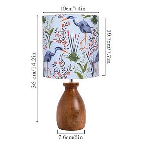 Lampe de table moderne en bois avec abat-jour en tissu floral, lampe de chevet pour chambre à coucher, salon, décoration de maison - Product Image 1