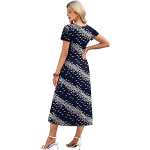 Vestido midi informal de corte A para mujer, vestido de verano fluido para la playa con bolsillos laterales - Product Image 2