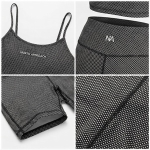 Ensemble de yoga 2 pièces North Approach, motif à pois, short taille haute, débardeur court à bretelles spaghetti, vêtements de sport respirants - Product Image 4