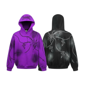 Sudadera con Capucha Estampada Personalizada, Estilo Vintage con Lavado Ácido, Oversize, de Forro Polar, Algodón Pesado, Hombros Caídos, Estilo Urbano - Product Image 1