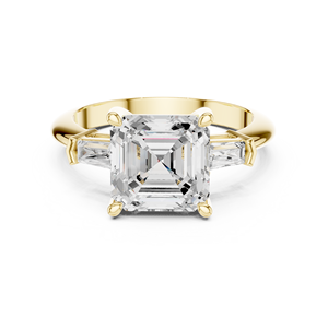 แหวนหมั้นทองคำแท้ 14K พร้อมเพชรทรง Asscher และ Emerald Cut เพชรเลี้ยงในห้องปฏิบัติการ แหวนขอแต่งงานสุดพิเศษสำหรับผู้หญิง - Product Image 3