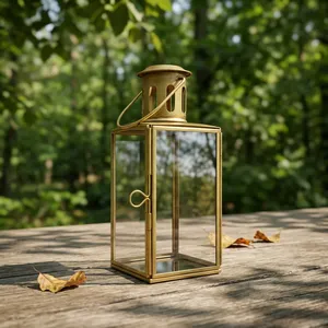 ARTISAN DESIGN L194 Handmade <b>Brass</b> Glass <b>Lantern</b> with Irregular Shape Premium Quality Home Decor Wedding <b>Lantern</b> - Product Image 4