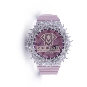 Reloj de Lujo con Incrustaciones de Diamantes, Automático, para Negocios, con Correa de Goma Rosa, Bisel de Diamantes Moissanite, Pantalla Analógica y Digital, Reloj para Mujer - Product Image 6