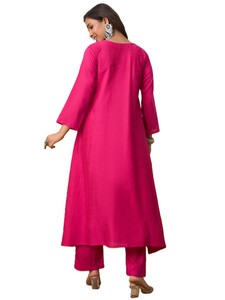 Women's South Cotton Modern Summer Wear Solid <b>Colour</b> Traditional Indian Casual Wear Anarkali Kurta Kurti <b>Set</b> - Product Image 2