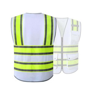 Chaleco reflectante de alta visibilidad, ropa de trabajo sin mangas, cremallera frontal, amarillo fluorescente, verde - Product Image 4