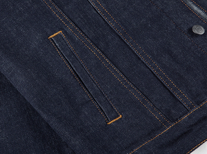 Veste en jean pour homme personnalisée avec logo, coupe ajustée, matériaux bruts de haute qualité, coupe longue, service OEM - Product Image 5