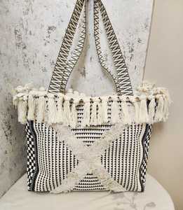 Bolso de Compras Bohemio con Borlas Geométricas, Bolso de Hombro Tejido, Bolso Tote para Uso Diario - Product Image 2