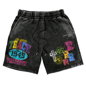 Shorts Homme Personnalisés OEM Double Couche, Style Décontracté Vintage, Effet Délavé Acide, 100% Coton, Séchage Rapide, Coupe Mi-Haute Streetwear - Product Image 2
