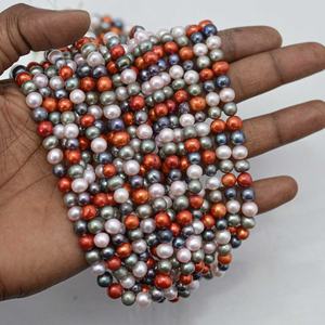 Perles rondes en pierre naturelle multicolores d'eau douce de 6 mm 7 mm Prix par brin Perles véritables Fournisseur de bijoux faits à la main - Product Image 5