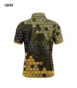 Polo à manches courtes pour homme Corex, couleur olive, imprimé nid d'abeille, polyester à séchage rapide, style décontracté et sportif - Product Image 2