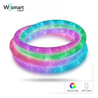 Bande lumineuse LED RVB adressable DC5V WS2812B en fibre néon, synchronisation musicale USB, tissée et flexible pour la décoration de chambre et de fêtes