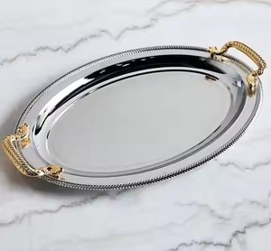 Plateau de présentation de luxe pour bonbons, plateau de service en métal pour chocolats, plateau à dessert en acier inoxydable, utilisation comme centre de table - Product Image 4