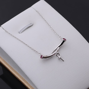 Pendentif en argent S925 à faire soi-même, chaîne de style coréen 7-15, accessoires avec perle, support creux, semi-fini - Product Image 1