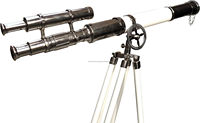 Télescope au sol vintage de 52 "rétro en cuir blanc et finition nickel avec trépied au sol pour la maison et le bureau Astro