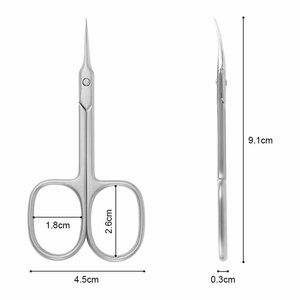 Tijeras para cutículas de acero inoxidable (para cortes finos de cutículas y restos de piel, cuidado seguro de las uñas, borde afilado) Plata Premium - Product Image 2