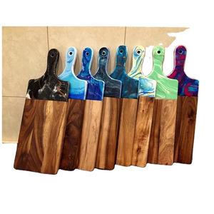 Tabla de Cortar Rectangular de Madera Azul Personalizable de Alta Calidad con Resina Epoxi, Bloque para Cortar Queso, Diseño de Río, Mejor Precio, En Stock - Product Image 2