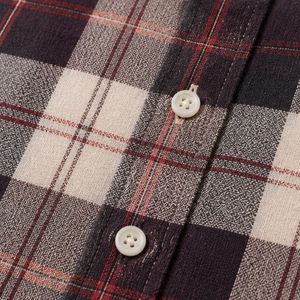 Chemise à manches longues pour homme en coton à carreaux gris beige bordeaux, décontractée, boutonnée, personnalisable, vente en gros, vêtements de mode - Product Image 4