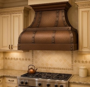 Hotte murale en cuivre martelé pour cuisine, avec commande par bouton, pour usage domestique - Product Image 5