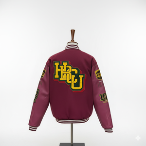 Chaqueta bomber de invierno con mangas de cuero y logotipo bordado personalizado de alta calidad, fabricante OEM, chaqueta varsity para hombre estilo Letterman - Product Image 2