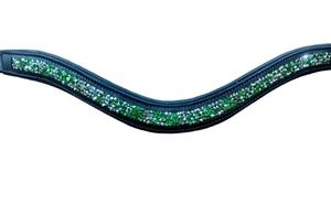 Accesorio de cuero hecho a mano de diseñador Banda de cejas cómoda en negro Marrón Verde Plata Cristal Colores brillantes para caballos - Product Image 2