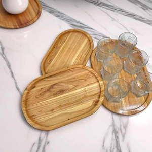 Bandeja de Servir con Asas para Cocina, Hotel, Desayuno, Ecológica, de Madera Maciza, para Té, Café, Aperitivos, Uso Doméstico, Venta al por Mayor - Product Image 1