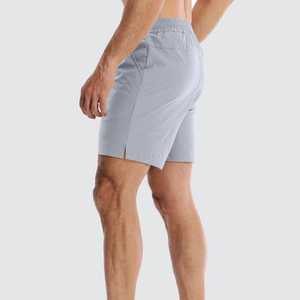 Shorts pour hommes gris clair à séchage rapide avec cordon de serrage et poches, tenue décontractée, nouveau modèle simple pour la gym, shorts pour garçons et hommes, tissu 100% polyester doux. - Product Image 4