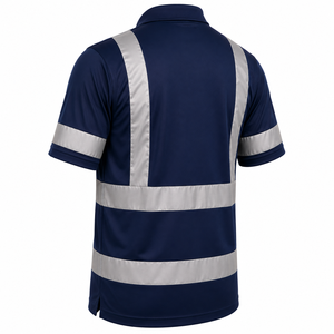 Camiseta Polo de Seguridad Reflectante de Alta Visibilidad Azul Marino para Hombre, Manga Corta, Uniforme de Trabajo para Todas las Temporadas, Uso en Guardia, Material de Poliéster - Product Image 6