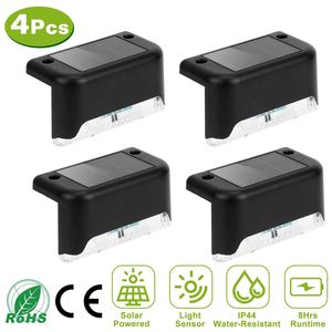 Luces LED Solares para Escalones, Resistentes al Agua, con Sensor de Amanecer y Anochecer, Lámparas para Cercas, Escaleras, Patios y Jardines, 4 Piezas - Product Image 1