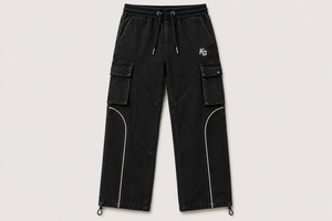 Pantalon cargo streetwear premium pour homme, coupe droite décontractée, tissu délavé résistant, avec plusieurs poches - Product Image 1