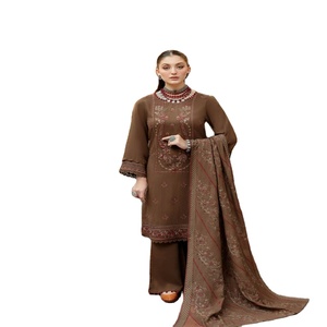 Asian Designer 3-Piece Unstitch Ladies Suits Pakistan Indian Karandi Cotton Heavy Embroidery Winter Daily/Party Wear Ramsha - Product Image 1